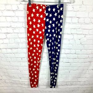 See You Monday Americana Stars Leggings‎ Women’s Size XS Red White Blue Holiday